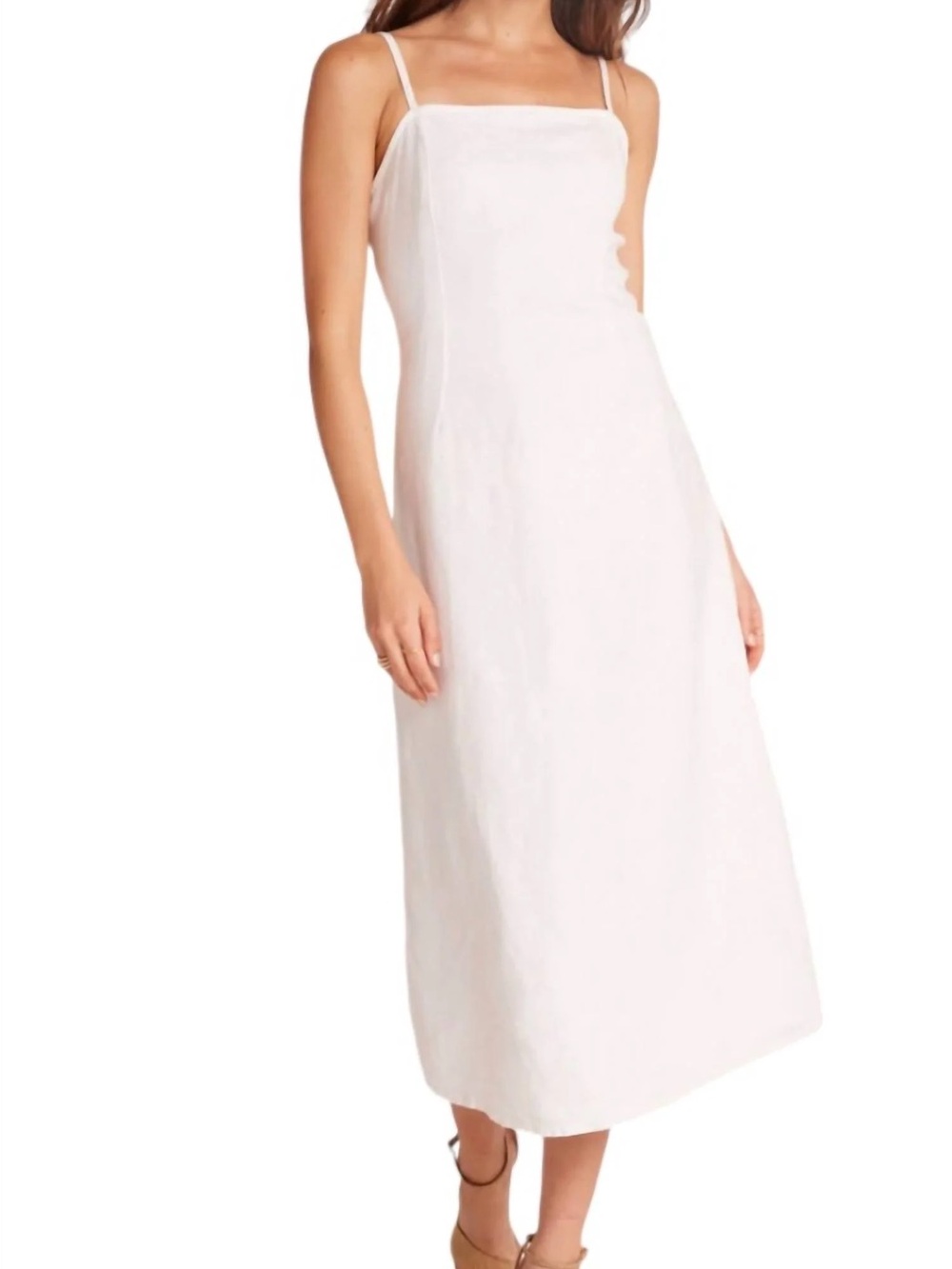 Bella Dahl White Cami Midi Dress with Spaghetti Straps